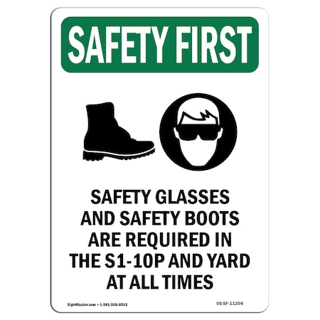 Signmission OSHA Sign, Glasses And, 18in X 12in Rigid Plastic, 12" W, 18" H, Portrait, OS-SF-P-1218-V-11294 OS-SF-P-1218-V-11294